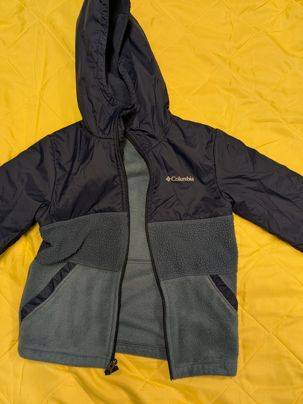 Columbia Navy & Gray Hooded Mixed-Media Jacket